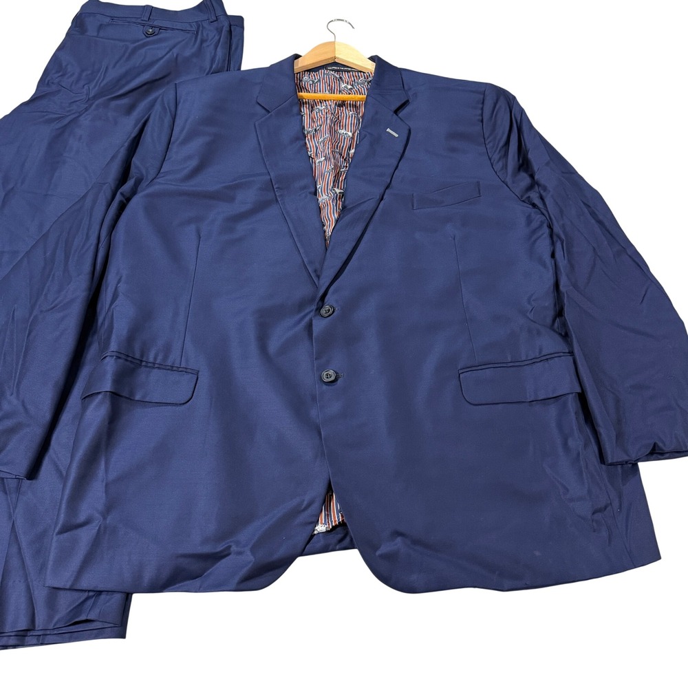 Bespoke Loro Piana Suitmate S150 Mens 56L England Navy Wool 2-Piece Suit 45x32
